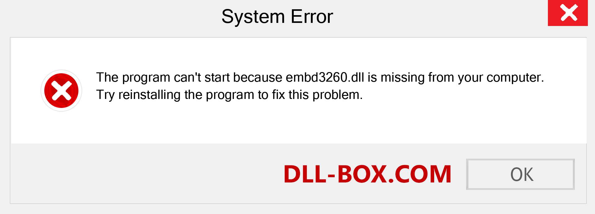  embd3260.dll file is missing?. Download for Windows 7, 8, 10 - Fix  embd3260 dll Missing Error on Windows, photos, images